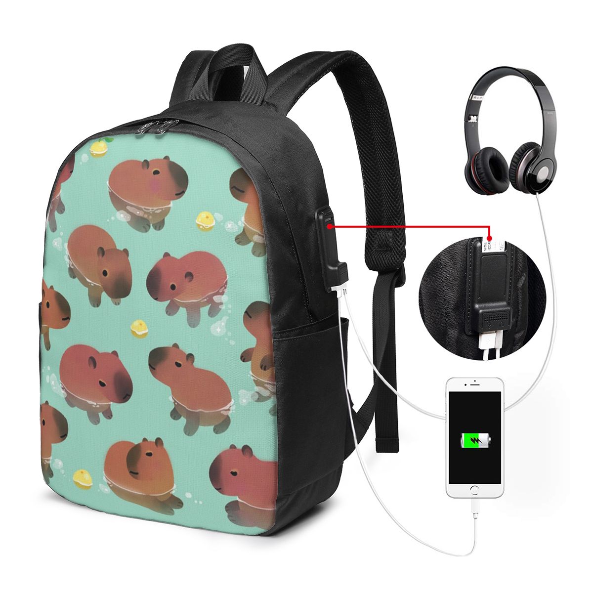 Рюкзак с рисунком капибары, до – обзор и цена Laptop Bag